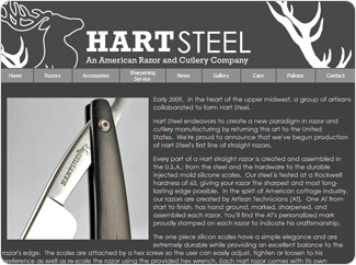 Sample website for razor and cutlery company