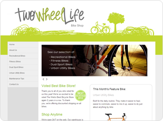 Sample website for bike shop